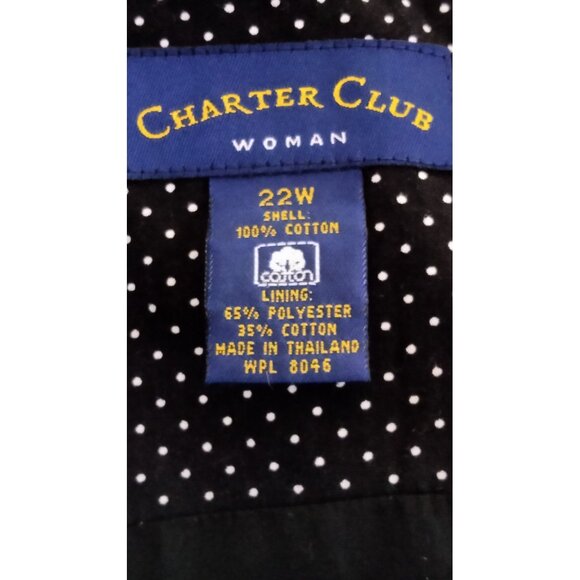 Charter Club Black White Polka Dot Sleeveless Fully Lined Back Zip Dress 22W - Picture 7 of 8